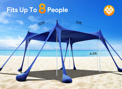 Osoeri Beach Tent windproof sandbags stabilize shelter against breeze.