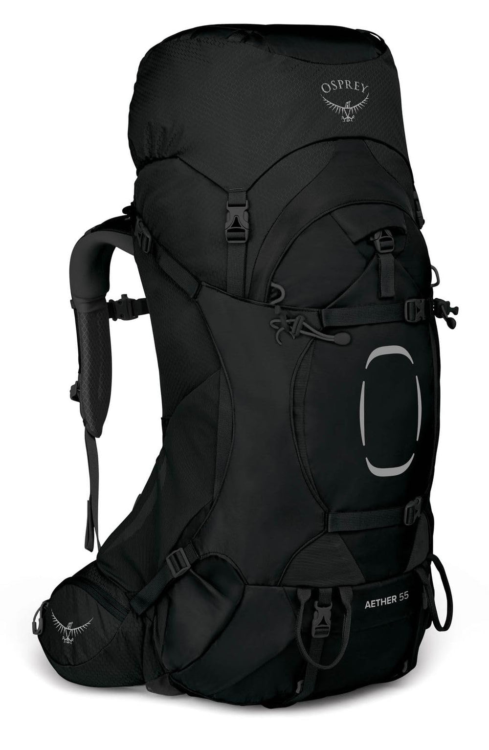 OSPREY Aether 55L airscape backpanel stays breathable for long days on technical trails.