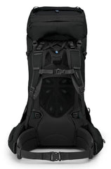 Osprey Aether 65L AirScape backpanel emphasizes breathable comfort during climbs.