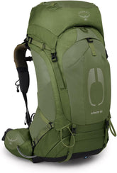 Osprey Atmos 50L front view shows breathable backpanel for all-day comfort