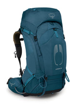 Osprey Atmos AG 50L back panel with side pockets keeps bottles within reach on hikes.