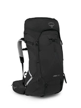 Osprey Atmos AG LT 50L front view, showing a breathable, streamlined backpacking silhouette