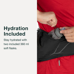 Osprey Duro Dyna reflective graphics boost visibility during dawn or dusk runs.