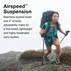 Osprey Eja 48L removable floating lid provides flexible storage options.