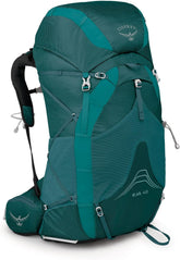 Osprey Eja 48L front view shows a lightweight women's ultralight backpack ideal for long treks.