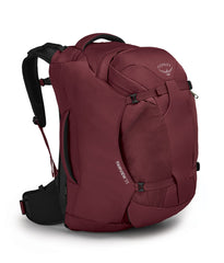 Osprey Fairview 55L front view shows travel-ready silhouette and durable build for long trips