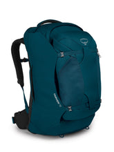 Osprey Fairview 70L front view in night jungle blue for travel-ready, all-day comfort.