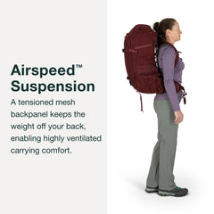 Osprey Fairview Trek 50L aircover in use provides rain protection during travel