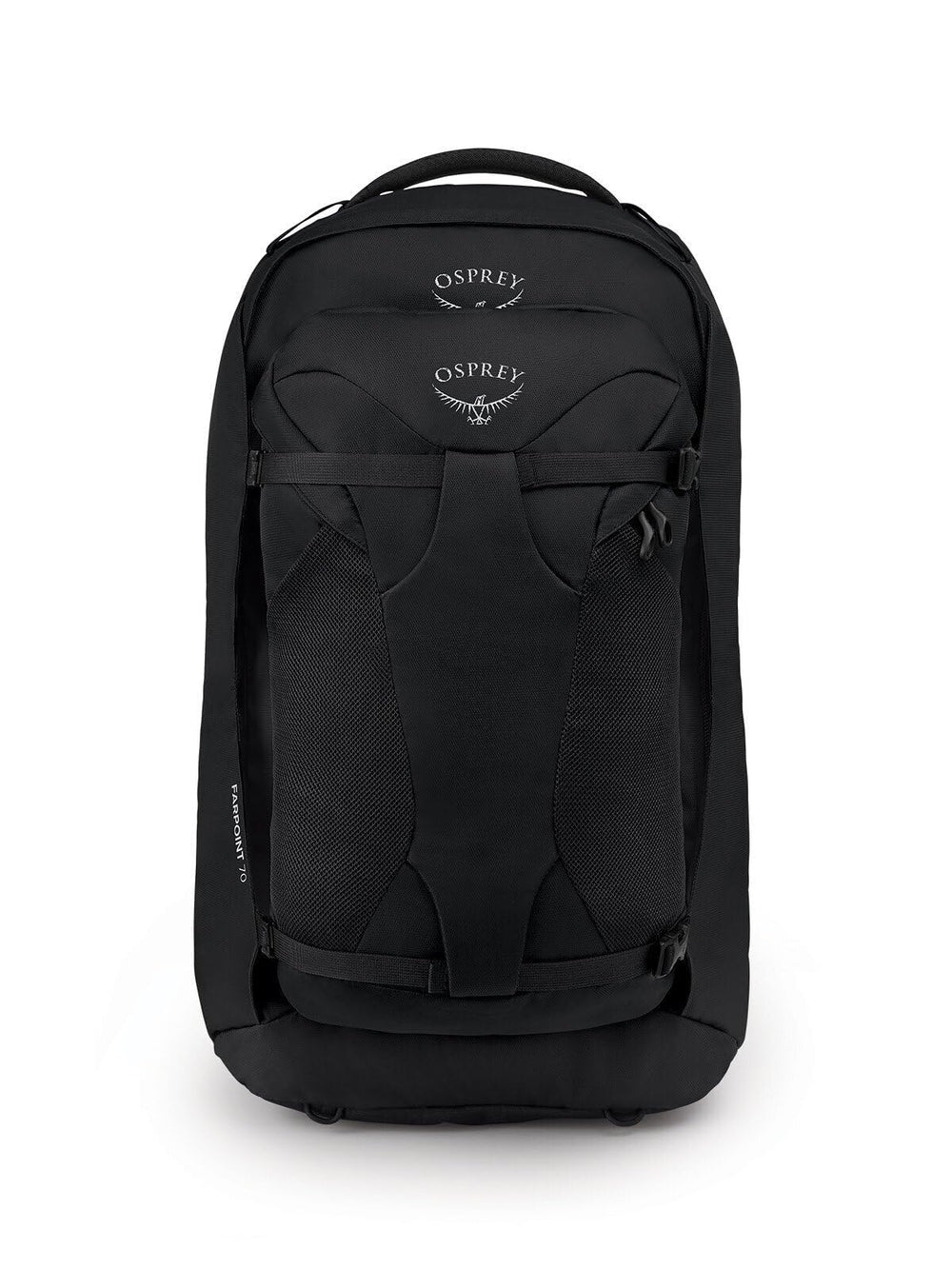 Osprey Farpoint 70L backpack outside view, showcasing rugged travel durability.