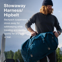 Osprey Farpoint 70L detachable daypack offers extra storage for day trips