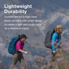 Osprey Farpoint 55L detachable daypack adds flexible, on-the-go storage.