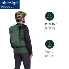 Osprey Raptor 10L side view highlights stable winged harness and durable construction.