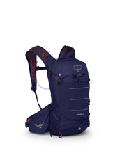 Osprey Raven 10L pack worn by rider showing the winged harness for on-trail stability.