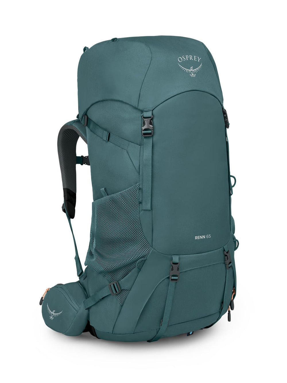 Osprey Renn 65EF front view with extended fit for varied torso sizes.