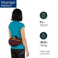 Osprey Savu 2L bottle-access sleeve angled for quick hydration