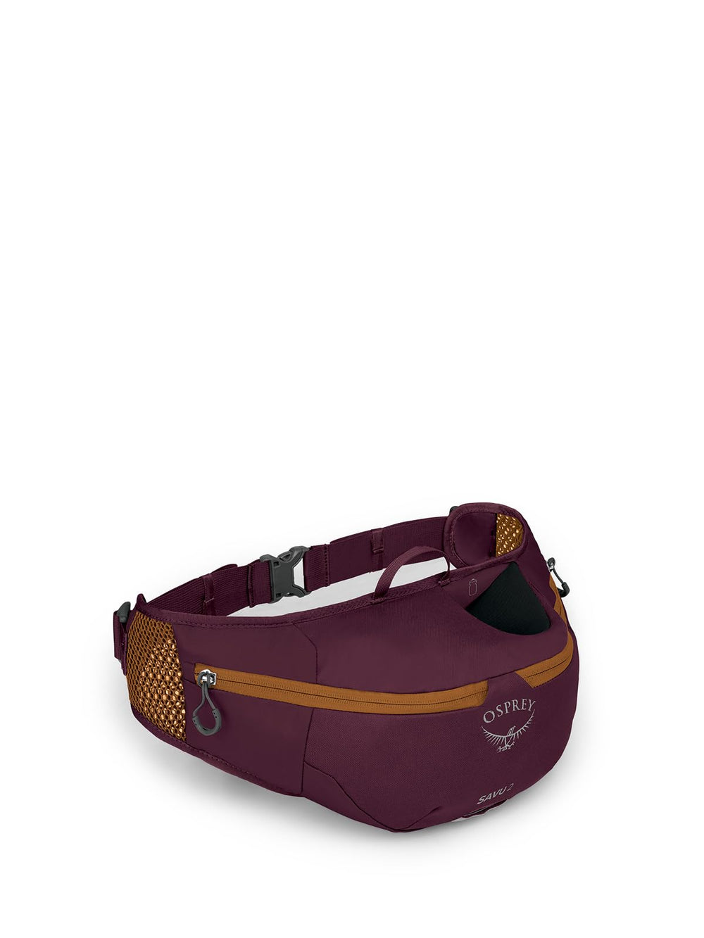 Osprey Savu 2L on trail shows lumbar pack for hands-free hydration during fast rides