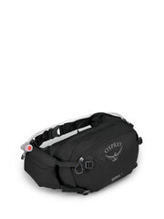 Osprey Seral 7L waist pack front view emphasizes quick hydration access.