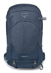 Osprey Sirrus 34L backpack front view shows panel-loading access for easy packing.