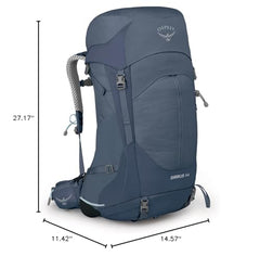 Osprey Sirrus 44L women's backpack front view in Muted Space Blue for versatile hiking