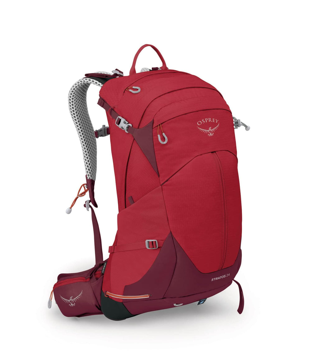 Osprey Stratos 24L front view backpack for day hikes and easy access.