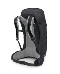 Osprey Stratos 44L hydration sleeve with hose port in backpanel.