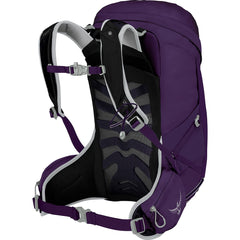 Osprey Tempest 24 Violac Purple lidLock attachment keeps bike helmet secure.