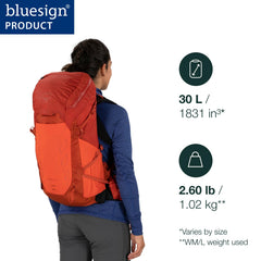 Osprey Tempest Pro 30L side view with hipbelt for stable carrying.