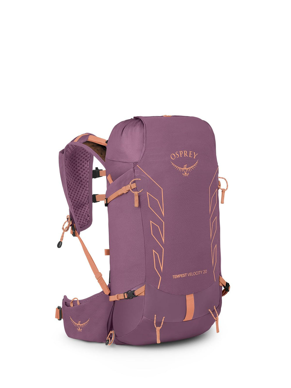 Osprey Tempest Velocity 20L front view highlights lightweight day hiking appeal.