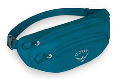 Osprey Ultralight Collapsible Stuff Waist Pack in Waterfront Blue—hands-free travel with organized essentials.
