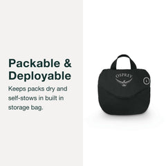On-pack use showing secure coverage for 50–75 liter packs.