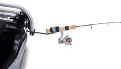 OTTER rod holder with pivot design secures rods in ice shelters for easy access.