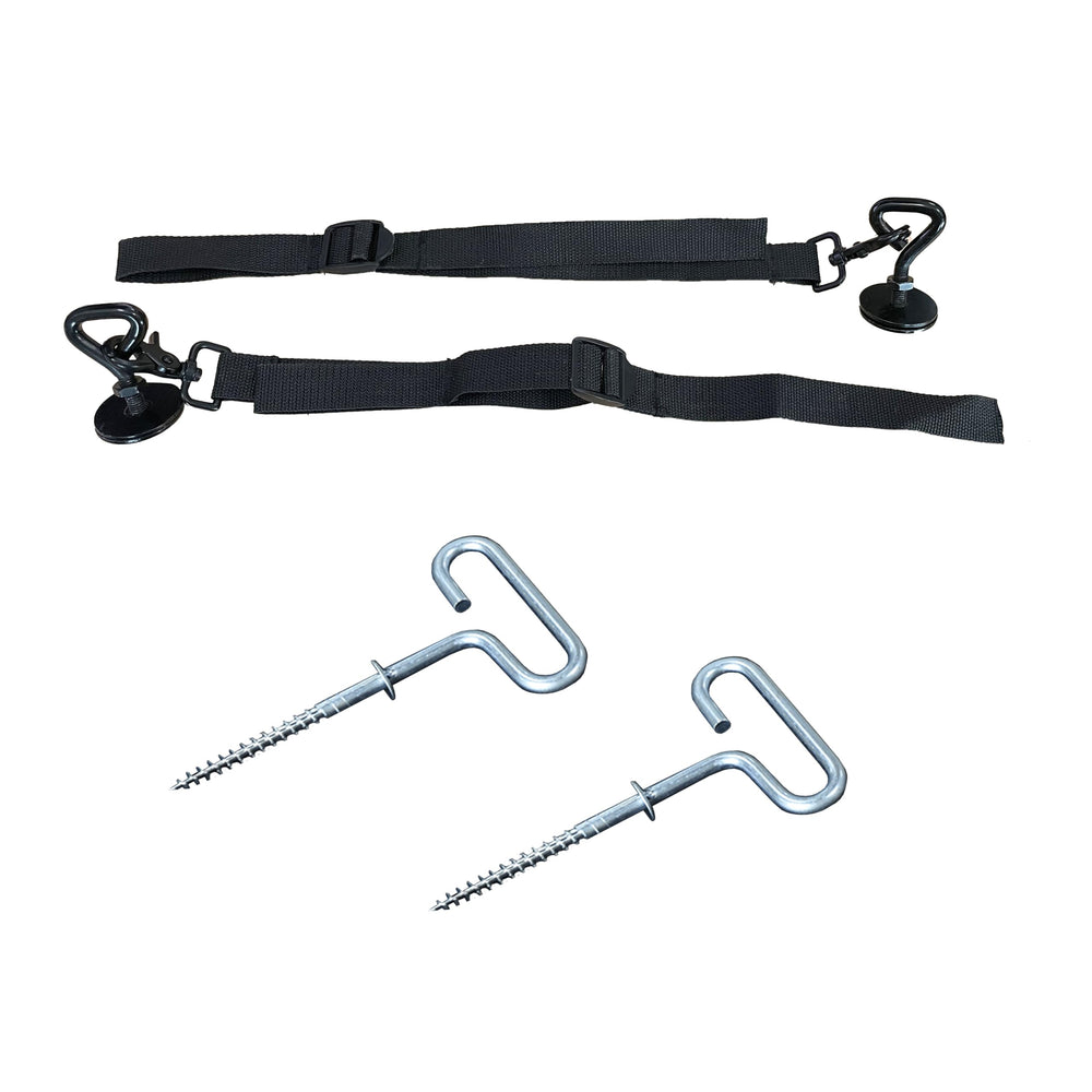 OTTER Sled Anchor Kit with ice anchor points stabilizing a shelter on windy ice