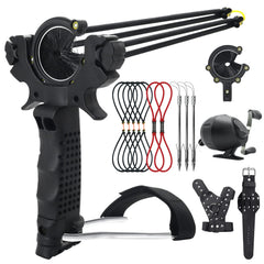 oubert fishing slingshot with reel and folding design for easy transport