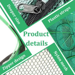 Oungy green nylon minnow/crab net with foldable design