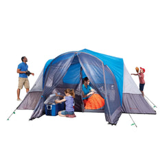 OUTBOUND 8-person tent side setup illustrating quick assembly