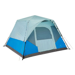 OUTBOUND QuickCamp 6P front canopy and rainfly protect entry for outdoor shelter.