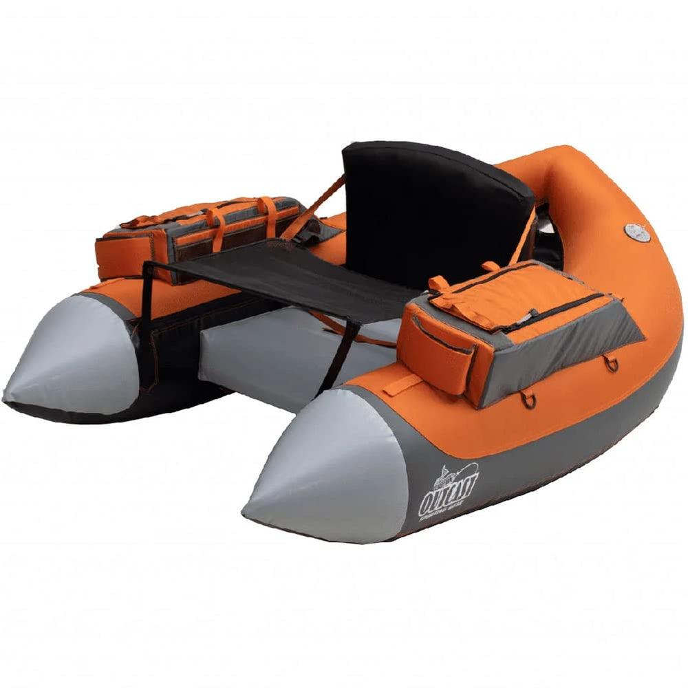 Outcast Super Fat Cat float tube gray and orange with U-boat design