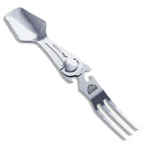 Outdoor Edge Chowlite folded utensil showing compact design for backpacking meals.