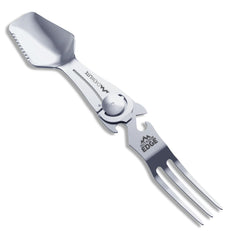 Outdoor Edge Chowlite folded utensil showing compact design for backpacking meals.