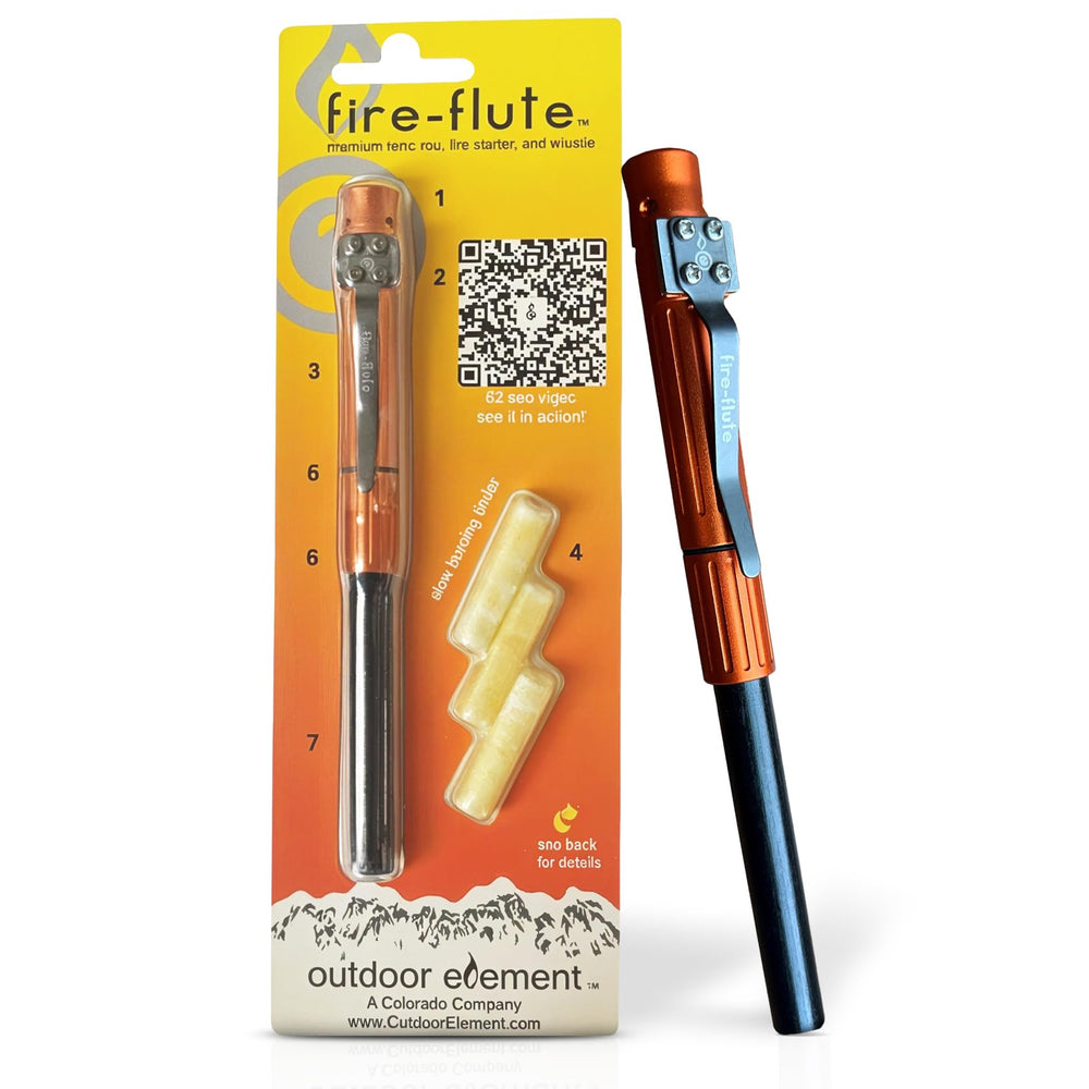 OUTDOOR ELEMENT Fire Flute sparks from the ferro rod for fast fire starting.