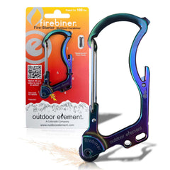 Outdoor Element Firebiner 6-in-1 on a keychain, ready for everyday carry.