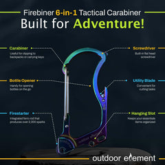 Stainless steel Firebiner built for rugged outdoor use and weather.