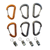 Outdoor Element gearbiner clip closeup showing rugged aluminum body and 50 lb capacity.