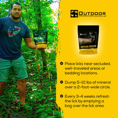 Outdoor Hunting Lab Antler Power powder spread — fine texture across a feed plot attracts deer.