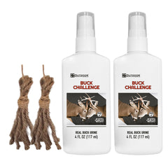 Outdoor Hunting Lab Buck Challenge 4oz bottle with drag included for quick setup.
