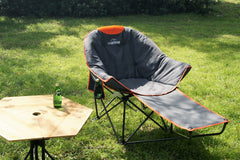 Outdoor Living Suntime orange padded seat close-up highlighting plush comfort for relaxed lounging