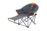 Outdoor Living Suntime oversized moon chair setup illustrating easy setup for outdoor lounging