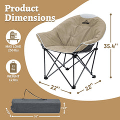 OUTDOOR LIVING SUNTIME oversized padded camping chair opened with roomy seating.