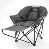 OUTDOOR LIVING SUNTIME oversized padded chair gray for comfortable camping seating.