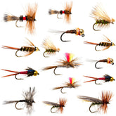 Outdoor Planet 26-essential flies kit: close-up of dry flies for trout fishing
